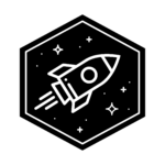 Hexagon icon showing for the Engineering in Space major, featuring a rocket ship.
