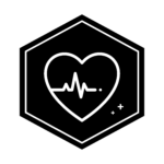 Hexagon icon showing for the Health Explorers major, featuring EKG lines within a heart graphic.
