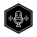 Hexagon icon showing for the The Power of Podcasting major, featuring a microphone.