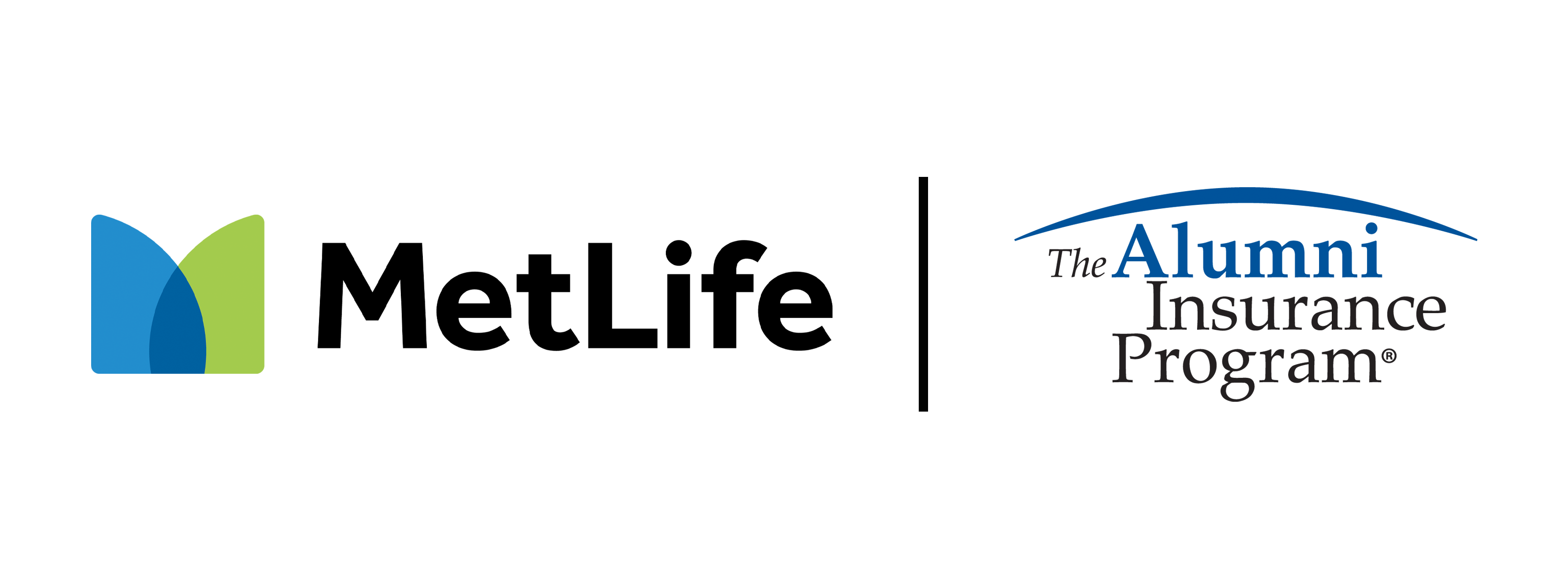 Two logos featured in one image: the MetLife logo and The Alumni Insurance Program logo.