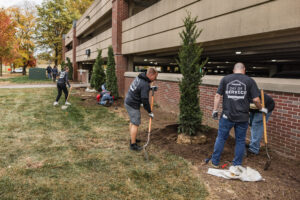 Purdue Day of Service volunteers planting a tree!