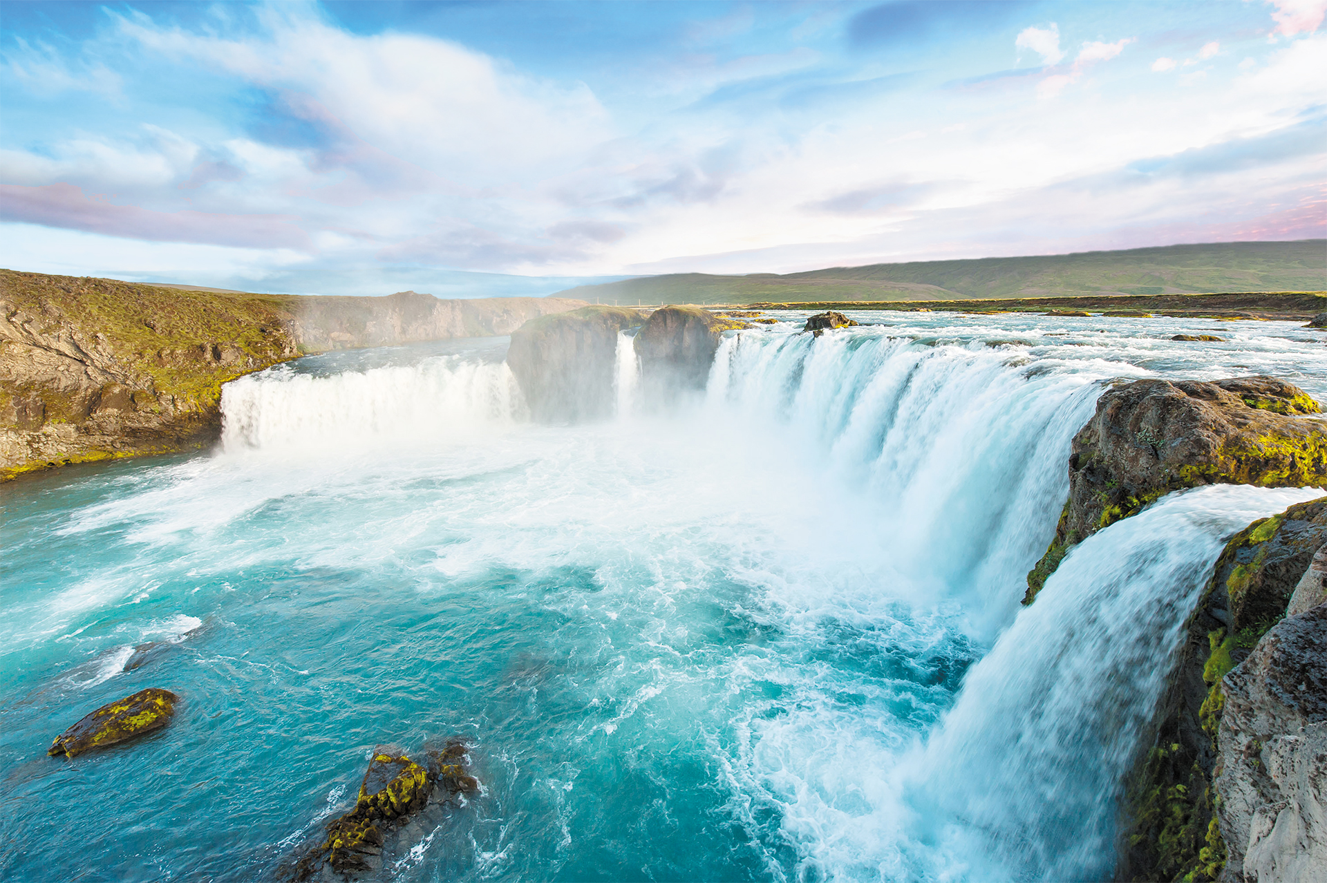 Godafoss is a very beautiful Icelandic waterfall. It is located on the North of the island not far from the lake Myvatn and the Ring Road.; Shutterstock ID 129199049