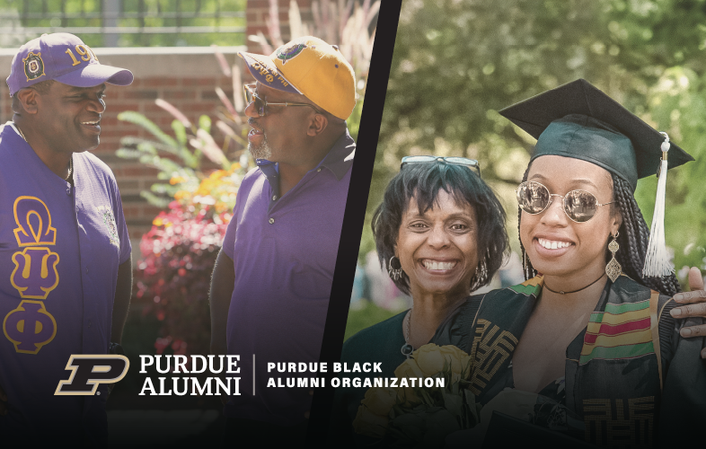 Image featuring the Purdue Black Alumni Network, which consists of two layers of Latino students in the graphics.